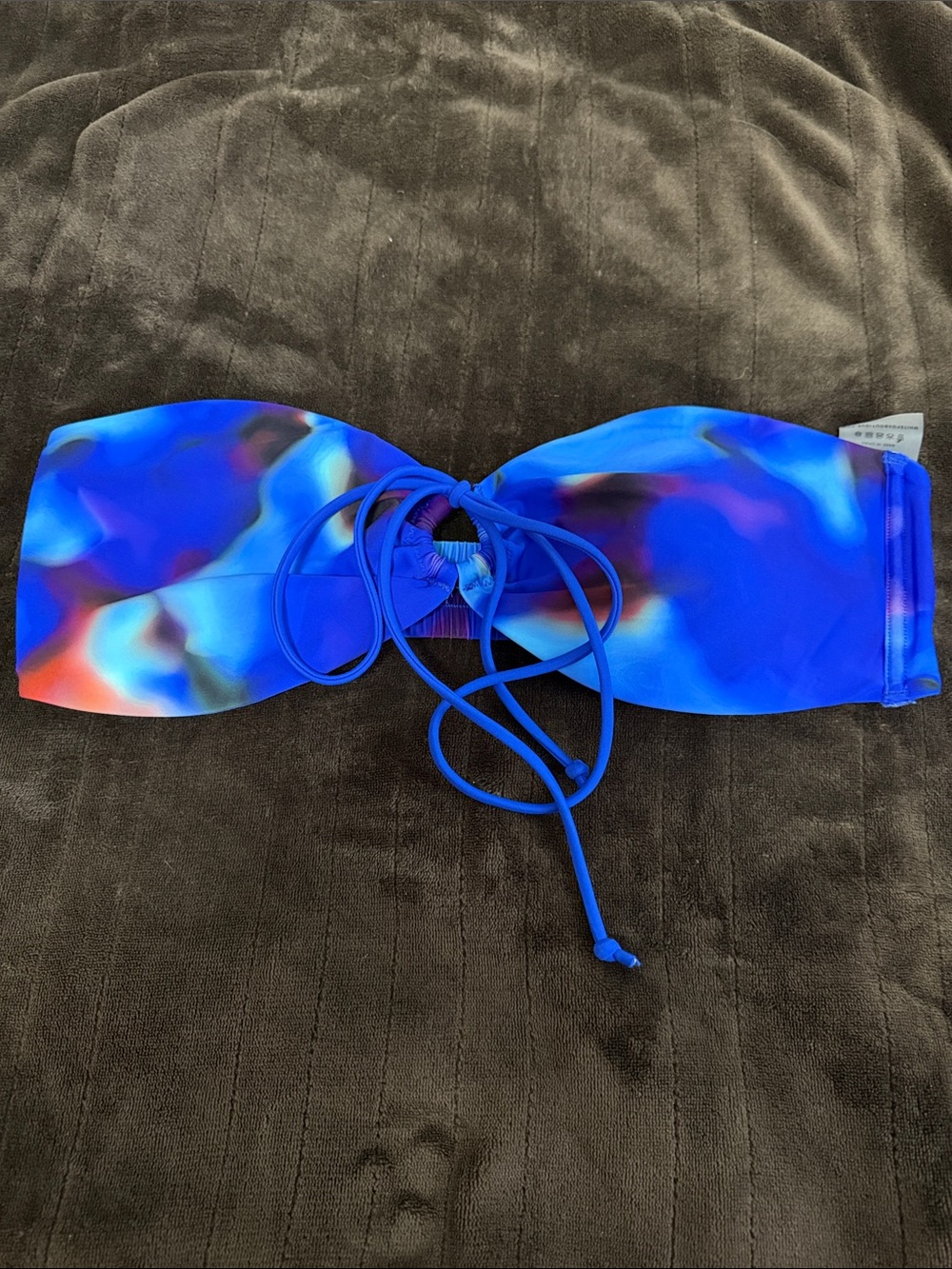 White Fox Swim Vibrant Blue Tie-Front Bandeau Bikini Top Size XL